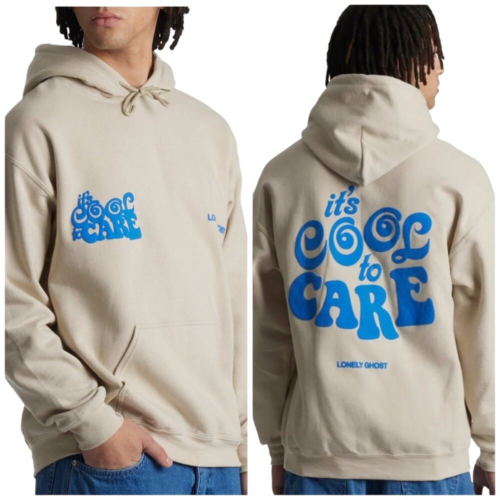 Lonely Ghost C2C Swirly Hoodie “Cool to Care” Sweatshirt Graphic Logo Size Large